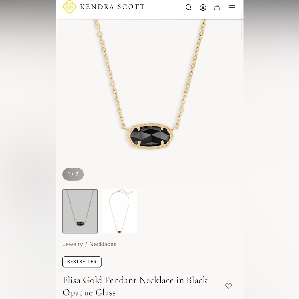 Kendra Scott Gold Elisa Necklace with Black Pendant - Picture 3 of 3